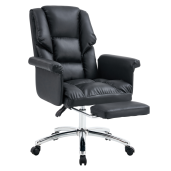 Scaun birou suport picioare piele ecologica neagra Rodik 66x64x106-116 cm