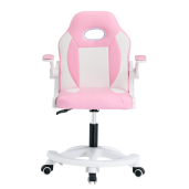 Scaun birou piele ecologica alba roz Odelia 59x53x87-97 cm