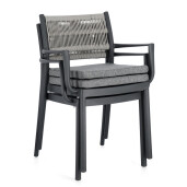 Set 4 scaune gradina gri Alvin 59.5x52.5x82 cm
