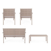 Set mobilier gradina otel textil taupe Sarita 98x48x39 cm, 60.5x65.5x76 cm, 118x65.5x76 cm