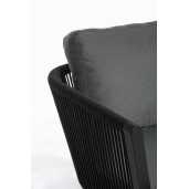 Canapea 3 locuri picioare fier negru tapitata material textil gri Makatea 225 cm x 81 cm x 85 h x 43 h1 x 70 h3 