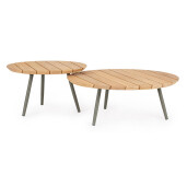 Set 2 masute otel verde lemn natur Ivissa 60x35 cm, 80x30 cm