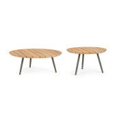Set 2 masute otel verde lemn natur Ivissa 60x35 cm, 80x30 cm