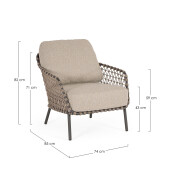 Fotoliu otel gri antracit textil bej Ivissa 74x85x82 cm