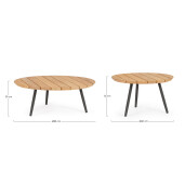 Set 2 masute otel gri antracit lemn natur Ivissa 60x35 cm; 80x30 cm