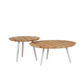 Set 2 masute otel alb frosty lemn maro Talaia 50x35 cm, 70x30 cm