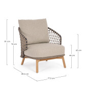 Fotoliu lemn textil Eularia 77.5x89.5x81 cm