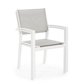 Set 6 scaune gradina alb taupe Hilde 57x60x88 cm