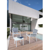 Set mobilier gradina otel alb textilena gri Auri 58x58x75x40hx58hx 58x58x75x40hx58h, 45x45x38h