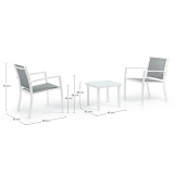 Set mobilier gradina otel alb textilena gri Auri 58x58x75x40hx58hx 58x58x75x40hx58h, 45x45x38h