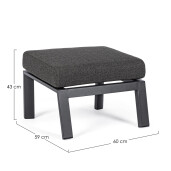 Taburet aluminiu textil gri antracit Helina 60x59x43 cm