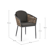 Set 4 scaune gri antracit maro Maribela 63x63x79.5 cm