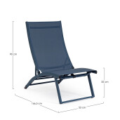 Set 2 fotolii gradina recliner albastru Taylor 53x166.5x90 cm
