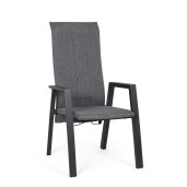 Set 4 scaune recliner gradina gri Ethan 59.5x72x111h