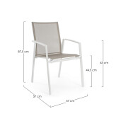 Set 18 scaune gradina aluminiu alb textilen taupe Cruise 57x57x87.5 cm