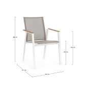 Set 16 scaune gradina aluminiu alb textilen taupe Cameron 59x61x88 cm