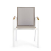 Set 16 scaune gradina aluminiu alb textilen taupe Cameron 59x61x88 cm