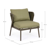 Set 2 fotolii aluminiu maro textil verde Harlow 73.5x77x80 cm