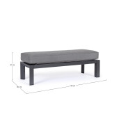 Banca aluminiu textil gri antracit Hendrix 120x45x41 cm