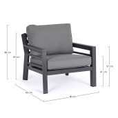 Set 2 fotolii aluminiu textil gri antracit Hendrix 80x85x88 cm