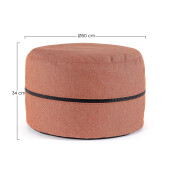 Puf textil caramiziu Gulizar 50x34 cm
