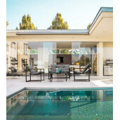 Set mobilier gradina otel negru textil gri lemn maro Ilda 