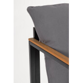 Set mobilier gradina otel negru textil gri lemn maro Ilda 