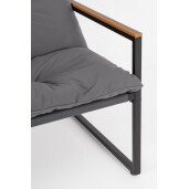 Set mobilier gradina otel negru textil gri lemn maro Ilda 