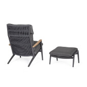 Set fotoliu taburet aluminiu textil gri antracit Ibisco 73.5x93.5x97 cm, 73x50x37.5 cm