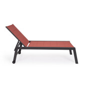 Sezlong gradina aluminiu gri antracit textilen caramiziu Hilde 65x200x102 cm