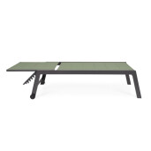 Sezlong gradina aluminiu gri antracit textilena verde Hilde 65x200x102 cm