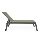 Sezlong gradina aluminiu gri antracit textilena verde Hilde 65x200x102 cm