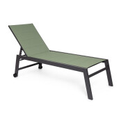 Sezlong gradina aluminiu gri antracit textilena verde Hilde 65x200x102 cm
