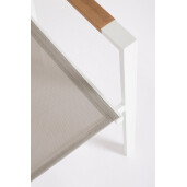 Set 4 scaune gradina, terasa otel alb textilena bej Heta 56.5x57x87h