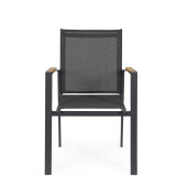 Set 4 scaune gradina, terasa otel textilena gri charcoal Heta 56.5x57x87h