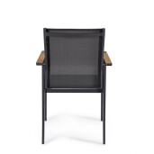 Set 4 scaune gradina, terasa otel textilena gri charcoal Heta 56.5x57x87h