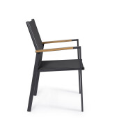 Set 4 scaune gradina, terasa otel textilena gri charcoal Heta 56.5x57x87h