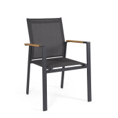 Set 4 scaune gradina, terasa otel textilena gri charcoal Heta 56.5x57x87h