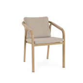 Set 4 scaune gradina, terasa aluminiu maro textil bej Kalimera 55x62x79h