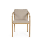 Set 4 scaune gradina, terasa aluminiu maro textil bej Kalimera 55x62x79h