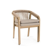 Set 4 scaune gradina, terasa aluminiu maro textil bej Kalimera 55x62x79h