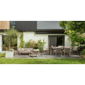 Set 4 scaune gradina, terasa aluminiu maro textil bej Kalimera 55x62x79h