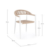 Set 4 scaune alb natur Jandia 56x60x78 cm