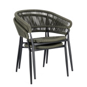 Set 4 scaune gri antracit verde Algaida 62x64x76 cm