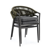 Set 4 scaune gri antracit verde Millor 57x61x78 cm