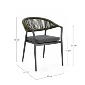 Set 4 scaune gri antracit verde Millor 57x61x78 cm