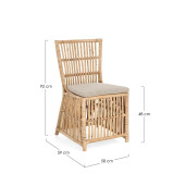 Scaun ratan natur perna bej Elvas 58x59x92 cm