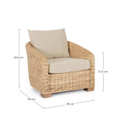 Fotoliu ratan natur textil crem Cadice 78x90x63.5 cm