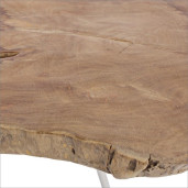 Masuta cafea picior fier alb si blat lemn natur Savanna 40 cm x 40 cm x 70 h
