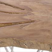 Masuta cafea picior fier alb si blat lemn natur Savanna 50 cm x 50 cm x 50 h